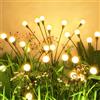 Flumy Luci Solari Esterno, 8 LED Luci da Esterno Giardino Solari, Firefly Garden Light Outdoor Lights IP65 Impermeabile per La Decorazione Marciapiede del Cortile Patio (Bianco Caldo) (2 Pezzi)