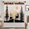 Laifzere Tende rustiche per finestre motivo legno, 106 x 160 cm, decorazione per camera da letto, soggiorno, albero, campagna, cervo, orso, tendaggi in tessuto (2 pannelli)