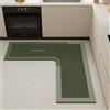 Hixingo Tappeto Cucina a Forma di L, Antiscivolo Lavabile, Tappeto da Cucina in Diatomite Super Assorbente, Verde, 140x45cm