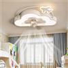 Caufloce Bambino Pale Da Soffitto Con Luce Reversibile Dc Dimmerabile Ventilatore Da Soffitto Con Luce E Telecomando Timer 6 Velocità Plafoniera Con Ventilatore Per Camera Dei Bambini-White Clouds