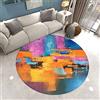 Morbuy Tappeto Salotto Rotondo Grande Pelo Corto, 3D Pittura Graffiti Stampa Grandi Antiscivolo Tondo Moquette, Soggiorno Bambini Camera,Cucina,Bagno,Domestica Decor Tappeti (120cm,Blu Arancio)