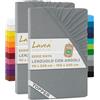 Lavea® Set 2 Lenzuola con Angoli Singolo 90x200 cm - Jersey 100% Cotone - Per Materassi Topper fino a 10 cm - Con Elastico Tutto Intorno - Certificato OEKO-TEX - Grigio Medio