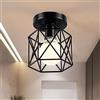 ChaoZan Lampada da soffitto a LED vintage in ferro nero a forma di gabbia, luce da incasso, in stile retrò, industriale, in metallo, con attacco E27, per camera da letto, soggiorno, camera da letto