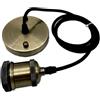 Icole Lampada a sospensione vintage, moderna, stile retrò industriale, attacco E27, bronzo, lampadario da soffitto, cavo flessibile intrecciato nero