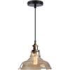 TOKTOP Lampada a sospensione in vetro a sospensione vintage, paralume in ambra interna lampadario E27 plafoniera per camera da letto, cucina, sala da pranzo, soggiorno