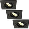Ledvion - 3x Faretti da incasso LED Siviglia, Nero, 5W, 2700K, Ø92 mm, Dimmerabile, Quadrato, 2 Anni di Garanzia