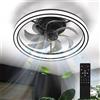 Mckalen Ventilatore da Soffitto con Luce 48CM, 6 velocità con Telecomando, 36W Lampada Ventilatore da Soffitto Reversibile, Timer, 7 Pale, Estate/Inverno, Soffitto Camera da Letto, Cucina (Nero)