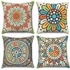 Hnmdmyi Copricuscino Boho 45x45 Set di 4, retro colorato mandala floreale bohemien decorativo copricuscino hippie arte estetica lino copricuscino per divano letto giardino esterno home decor