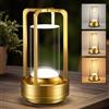 Dopa Lampada da Tavolo LED Ricaricabile Dimmerabile Touch Tre Colori Alluminio con Barra Luminosa Luce Arancione/Naturale/Fredda Batteria 2000mAh Portatile Senza Fili per Camera Bar e Ristorante (Oro)
