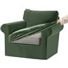 KYJSW Copridivano in Velluto 1/2/3/4 Posti, Copridivani Ektorp Elasticizzato Antiscivolo con Fodera Separata per Schienale E Federa per Cuscino (Verde Chiaro,Grande 1 Posto 3 PCS)
