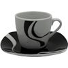 Omniacasa Kyo Nero - Set 12 Pezzi: 6 Tazzine da caffè in Porcellana Lucida con 6 Piattini Ø12 cm, Design Moderno Bianco e Nero, Lavastoviglie e Microonde, Coordinato con Servizio Piatti e Bicchieri