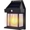 YASTA Luci Solari da Giardino Faretto led da Esterno Solare Lampada da Parete IP65 Impermeabile Con lampadina Lampada con Pannello Solare Nera con Sensore di Movimento e Crepuscolare Luce Calda