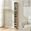 [en.casa] Scaffale a Colonna con 12 Scomparti per CD DVD e Oggetti Decorativi Mobile Alto Salvaspazio con Ripiani Regolabili in Altezza 175 x 20 x 20 cm Effetto Noce