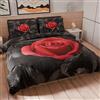 PETTI Artigiani Italiani - Set Copripiumino Singolo 140x200 cm (1 Federa 63x63 cm Inclusa), Parure Copripiumino Microfibra con Stampa Digitale Black Roses - Made in Italy