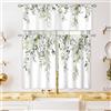 Oolygoo Tende corte da cucina con foglie di eucalipto, stile bohémien, 3 pezzi, 91 cm, colore verde salvia, tende per bagno, camera da letto, soggiorno, sala da pranzo