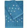 DEA Set Asciugamani da bagno Viso + Ospite in spugna 100% Cotone 550gr con Pois ricamato - Coriandoli (Cobalto)