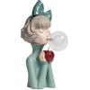 ＡＷＨＡＯ Luce notturna creativa Ornamento da tavolo che soffia Bubble Girl Lampada da scrivania moderna Illuminazione Bella lampada da tavolo in resina per la, fiocco verde, 14x24x36.5 cm