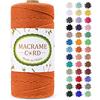 LEREATI Corda Macrame 2mm x 200m, Filo Macrame Cordoncino Cotone Naturale Spago Colorato, Cordino per Borse Uncinetto, Arazzo da Parete, Fai da Te Artigianato, Decorazioni (Arancia)