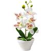 ARMYJY Orchidea artificiale Orchidea fiori finti bianchi Phalaenopsis in vaso, fiore artificiale in vaso per la casa e la festa di nozze