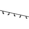 Qub Focus III - Faretto monofase, 200 cm, 5 testine GU10, 2 guide da 1 m, colore: nero, estensibile e flessibile, compatibile con LED, illuminazione da binario