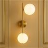 Dopa Applique da Parete Moderna Struttura Lineare Lunga in Oro a Doppia Sfera Opaca in PE Design Minimal con Due Attacchi G9 in Metallo Ideale per Soggiorno Camera o Corridoio