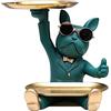 NUACOS Nuovo Bulldog Francese Multicolore Statua Bulldog in Resina Scultura Astratta Figurine di Animali Porta Statua Home Desktop Ornament Office Home Decor (Verde)
