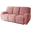 WJHDWYD Elastico 4-Pezzo Copripoltrona Relax Reclinabile 1 Posto, Morbido Jacquard Tessuto Copripoltrona Relax Reclinabile Elettrica Con Tasche(Rosa,3 posti)