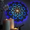 Obelunrp Lampada da parete mandala, 11,8 pollici intagliato in legno atmosfera da notte luce, USB ricarica di yoga decorativo decorativo decorativo decorativo per la camera da letto della camera da letto