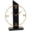 MA MAISON Orologio da Tavolo Analogico - Numeri Romani, Quadrante in Metallo, Struttura in Metallo, Brillante, Arredo Moderno, Colore Oro/Nero, Ideale per Salotto, Regalo - 23 x 31h cm