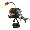 Asiasioc Lampada Pesce Pescatore Lampada Pesce USB Ricaricabile Desktop Metallo Luce Artigianale Fatto a Mano Casa Soggiorno Decorazione (15 x 22 cm)