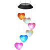 Chewtoyo Carillon a vento solare a forma di cuore con luci LED multicolore per decorazione esterna, alimentato a energia solare, resistente alle intemperie, lampada a sospensione per giardino e cortile