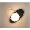 Partenopea Applique LED da Parete G9, Design Moderno Nero e Oro, Sfera Opalina, Luce Diffusa per Camera, Soggiorno, Corridoio, Ingresso, Lampada Decorativa in Metallo Elegante (Sfera fissa)