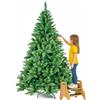 BAKAJI Albero di Natale Super Folto Pino Verde con Base a Croce in Metallo Pieghevole di Altissima Qualità, Montaggio Facile con 1256 Rami a Innesto (Verde Canberra, 210 cm)