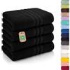 Lavea® Asciugamani Viso 50x100 cm - Set da 4 in Spugna di Cotone 100% Morbidi e Assorbenti - Ideali come Asciugamani Bagno e per le Mani per Casa, Hotel e Spa - Nero