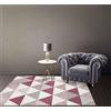 IlGruppone Tappeto Arredo Moderno Sala Cucina Camera Passatoia Antiscivolo in Ciniglia Made in Italy Disegni Piazzati Cotone Misure Grande - Triangoli Prugna - 115x175Cm