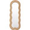 Flamingueo Specchio da Parete - Cornice Tessuto Teddy - Forma Irregolare - Specchio Ondulato - Decorazioni Casa - Marrone - 160 x 60 x 4 cm