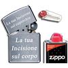 3Dglas Zippo Originale con inciso Il Testo | Cromo Spazzolato, Chrome Brushed |compreso Set Regalo (Flint, Benzina)
