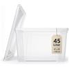 IKEA Samla Scatola portaoggetti con coperchio - 45L con coperchio, scatole impilabili trasparenti - Scatole portaoggetti robuste - Grandi scatole portaoggetti per la casa e il seminterrato - LxPxH