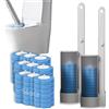 DigScape Scopino per WC usa e getta, spazzola per la pulizia del water con 54 ricariche, sistema di pulizia usa e getta con supporto per la pulizia del bagno (set di 2 spazzole + 54 testine (Ocean))