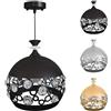 MAKA change your life quality MAKA Lampadario Moderno a Sospensione in Stile Arabesque con Cristalli in Vetro Singolo Alluminio Verniciato Dorato Argentato Nero Portalampada E27 Potenza Max 60W Soggiorno Camera da Letto (Nero)
