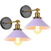 iDEGU 2 Pezzi Lampade da Parete Vintage, 22cm Applique da Parete Retrò Lampadario Plafoniera E27 Illuminazione da Parete Moderna per Camera da Letto, Soggiorno, Camera per Bambini (Viola)
