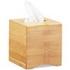 Relaxdays 2X Portasalviette Quadrato, Scatola Porta Fazzoletti Legno, Porta-Cosmetici bambù 15,5 x 14,5 x 14,5 cm, Naturale