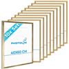 PHOTOLINI Cornici 40x60 cm oro legno MDF, set di 10 cornici per poster, plexiglass infrangibile, da parete, accessori extra inclusi - per foto, immagini e poster