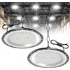 Dibaful 2 Pezzi 300W LED lampada da soffitto per officina 6500K bianco freddo faretto da soffitto | IP65 impermeabile UFO illuminazione per capannoni faretto per capannoni lampada industriale