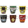 NOVASTYL - Set di 6 tazze da caffè old school in porcellana 15cl decori assortiti - 2414079