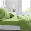 Corredocasa Completo Lenzuola in Purissimo Cotone 100% Tinta Unita, Manifattura Italiana di Alta qualità, per Un Letto Comfort Elegante e Duraturo (Verde, Singolo)