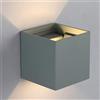 Patabit Applique Cubo Led Parete Interno O Esterno | Aplique Cubi Con Luci Led Da Parete Interni O Esterni Led | Luci Da Muro Per Camera Da Letto In Metallo Ip 65 (Grigio, 6W Luce Calda 3000K)