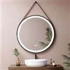 EMKE Specchio bagno con luce Rotondo 70 cm, Cornice Nera, Cinghia Rimovibile, Specchio bagno 3 Temperature di Colore, Luminosità Regolabile, Funzione Memoria,Interruttore Touch, Specchio led
