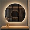 Planetmöbel Aube Specchio con illuminazione semicircolare, specchio con luce LED, specchio decorativo da parete dritto, funzione dimmer, 4200 K, luce bianca neutra, 80 x 70 cm