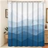 Xiaoterna Tenda da doccia blu moderna concisa Estetica astratta contemporanea Tenda da bagno impermeabile 3D Ombra bianca Linee geometriche Decorazione del bagno resistente alla muffa 150x180cm
